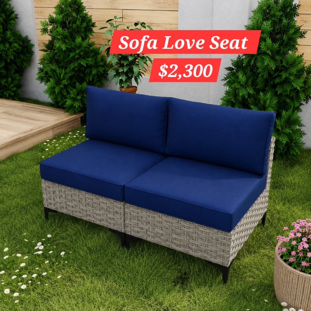 Sofa azul rattan