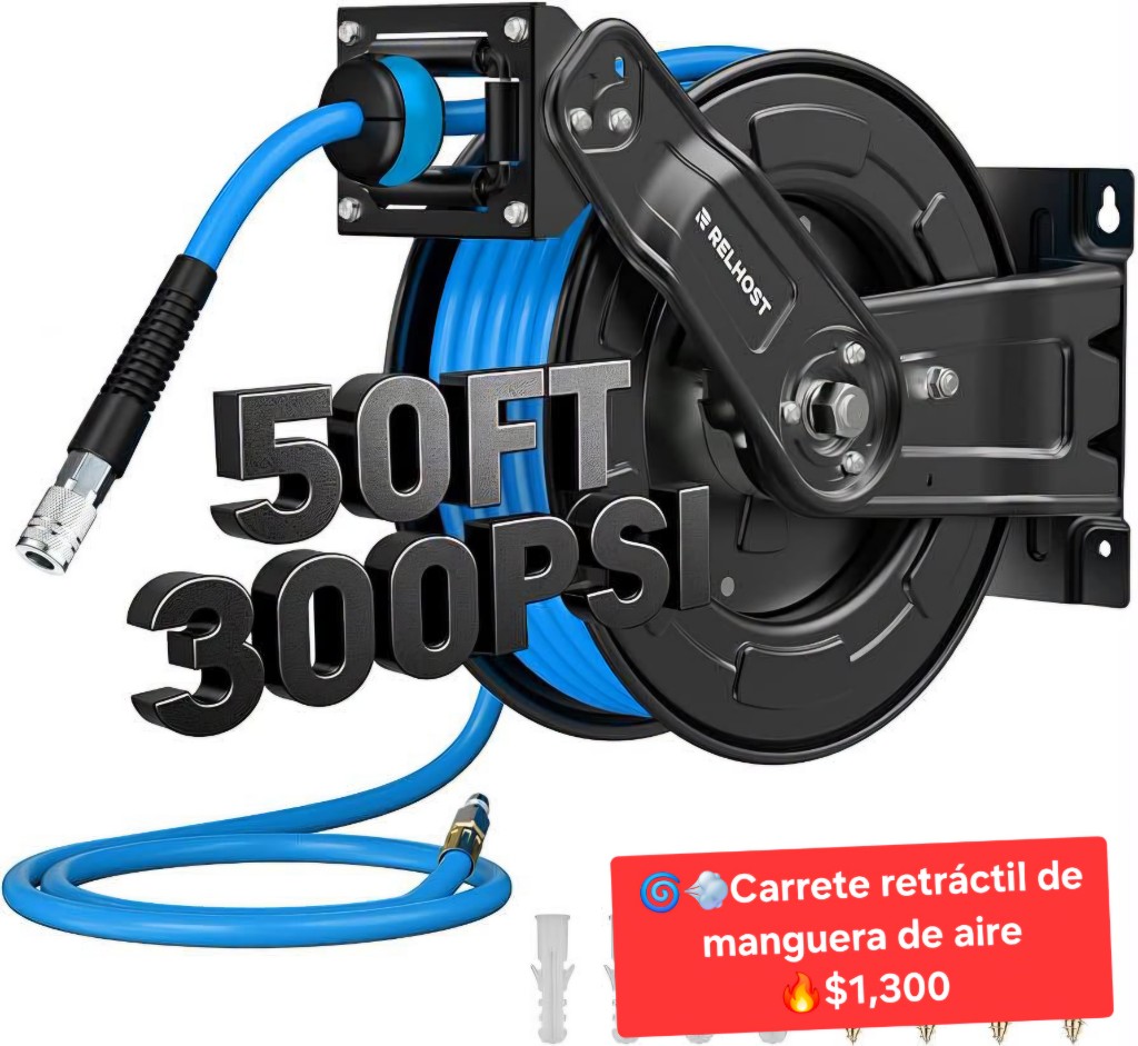 Carrete retráctil aire azul