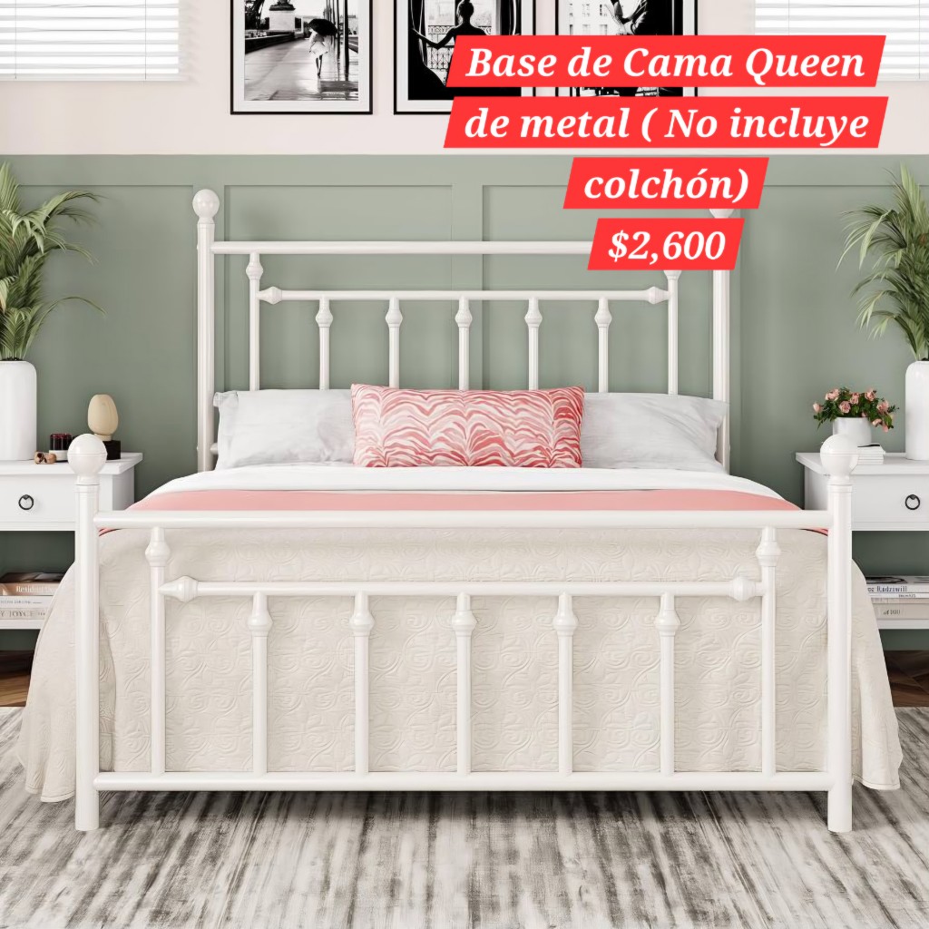 Base de cama Queen tubular Blanca