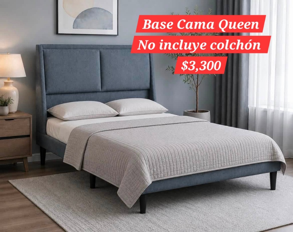 Base cama Queen gris de lino
