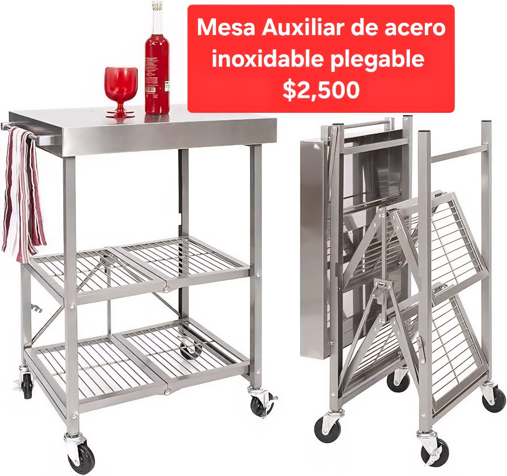 Mesa acero inoxidable plegable