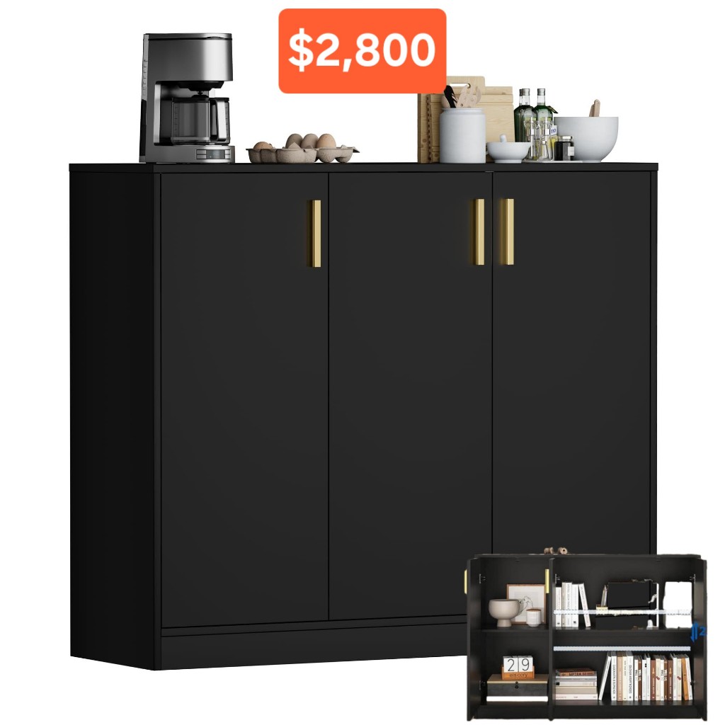 Gabinete negro de cocina