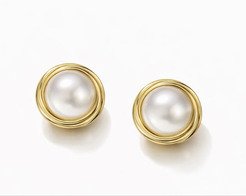 Aretes dorados perla