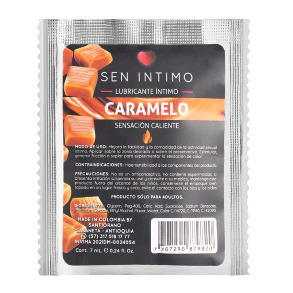 Sen Íntimo Caramelo lubricante sobre