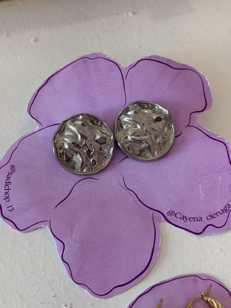 Aretes plateados redondos