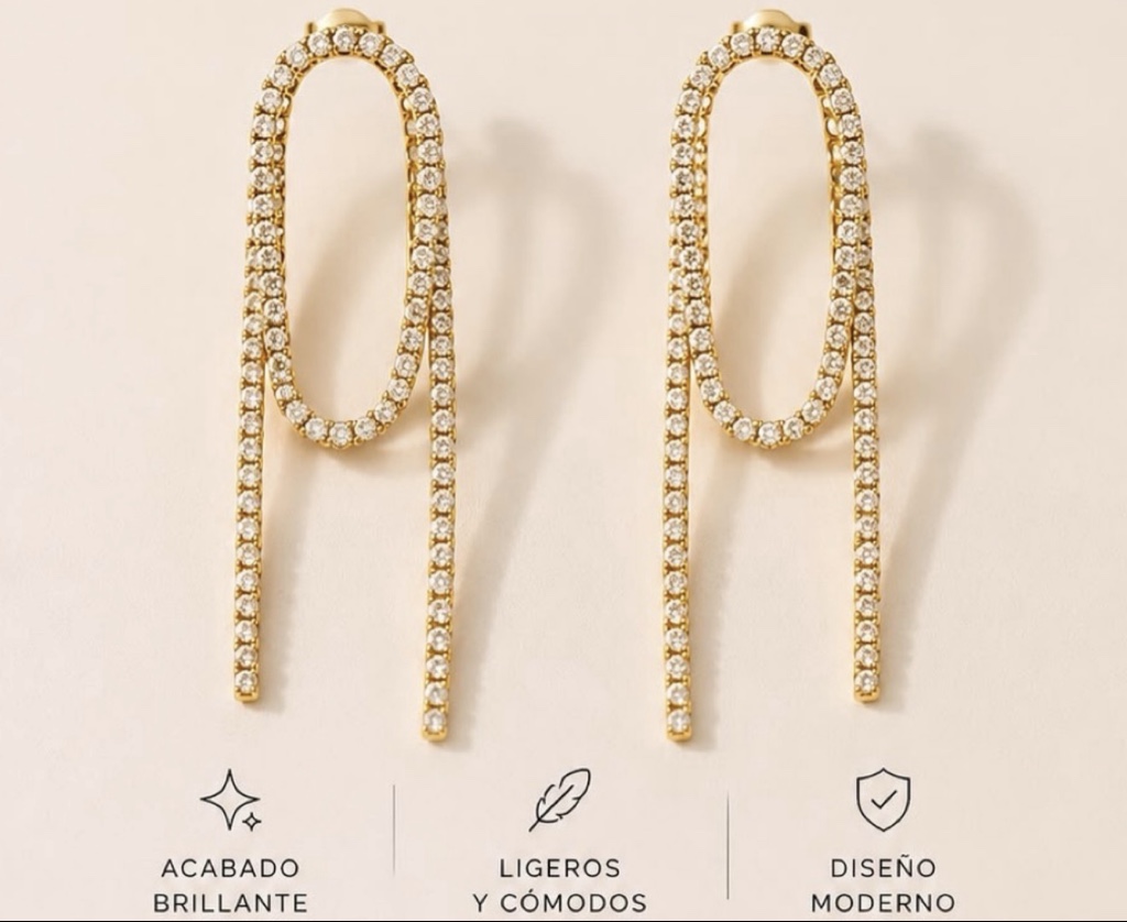 Aretes dorados brillantes