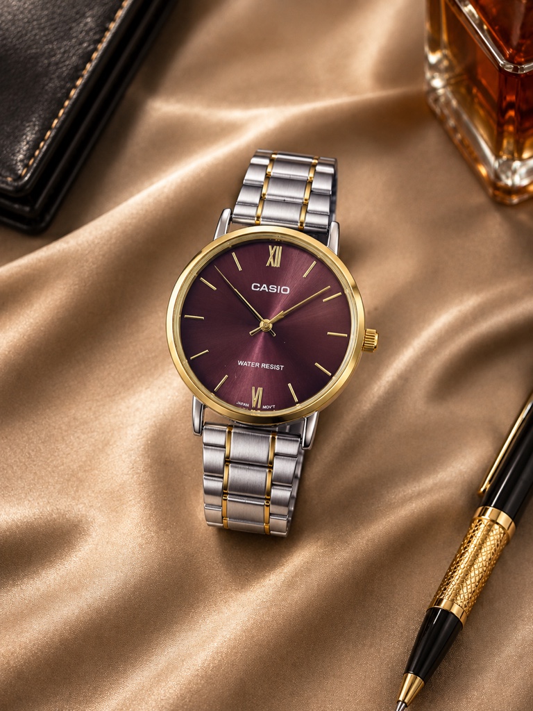 Casio reloj plateado y dorado
