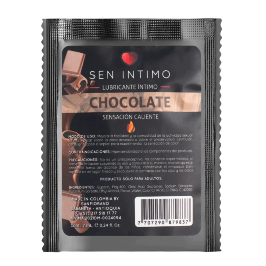Sen Intimo lubricante chocolate sobre