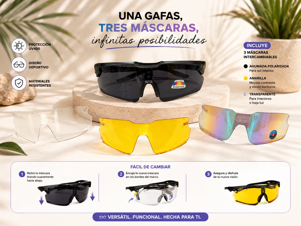 Gafas deportivas 3 mascaras