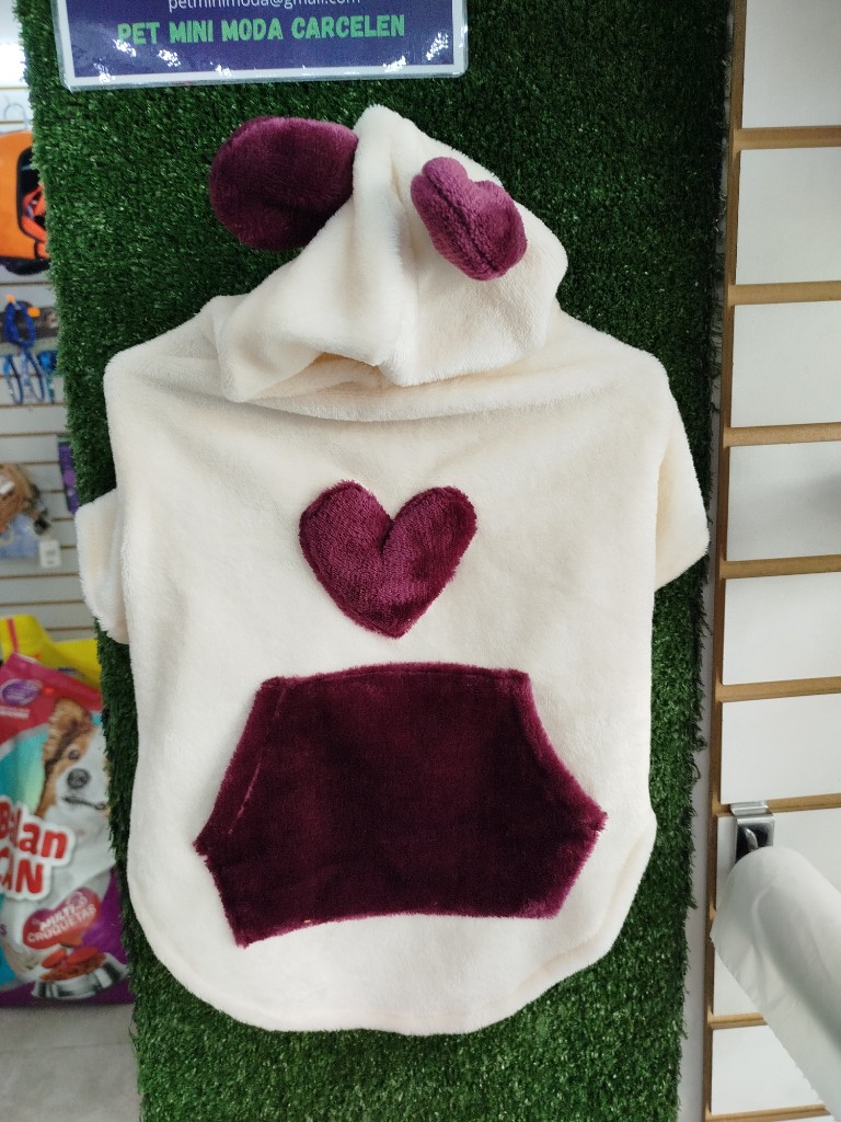 Abrigo peluche beige/ Morado (M)