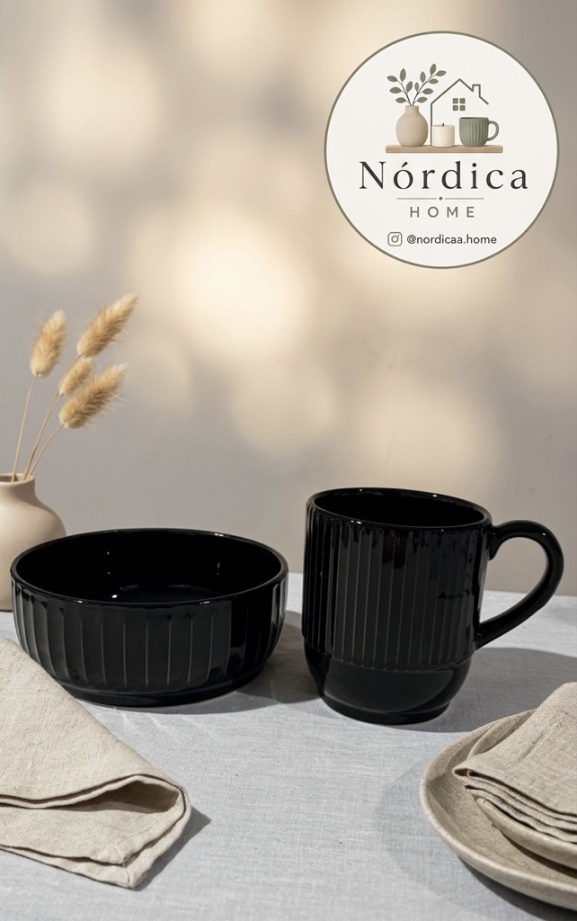 Taza + Cazuela Cerámica Negro