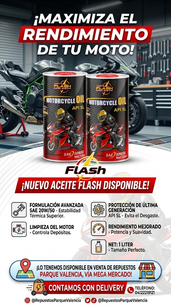Flash aceite moto 20W50 1L