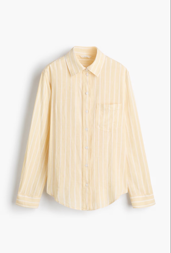 Yellow striped button-up shirt