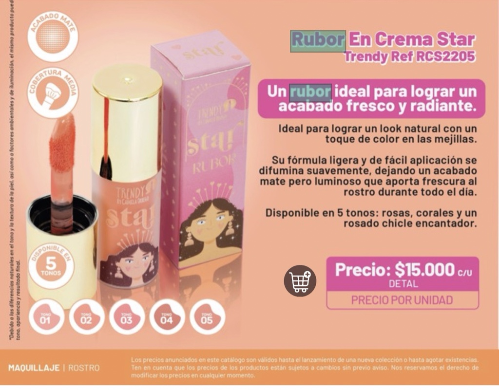 Rubor en crema star Trendy