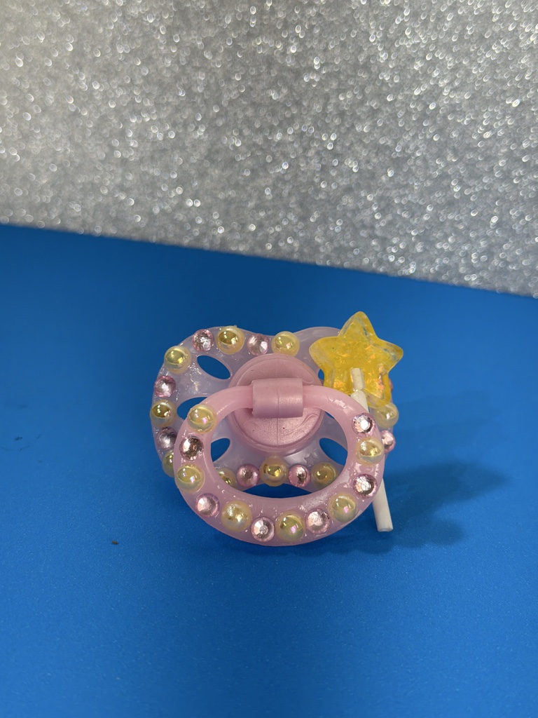 Chupeta rosa pirulito estrela