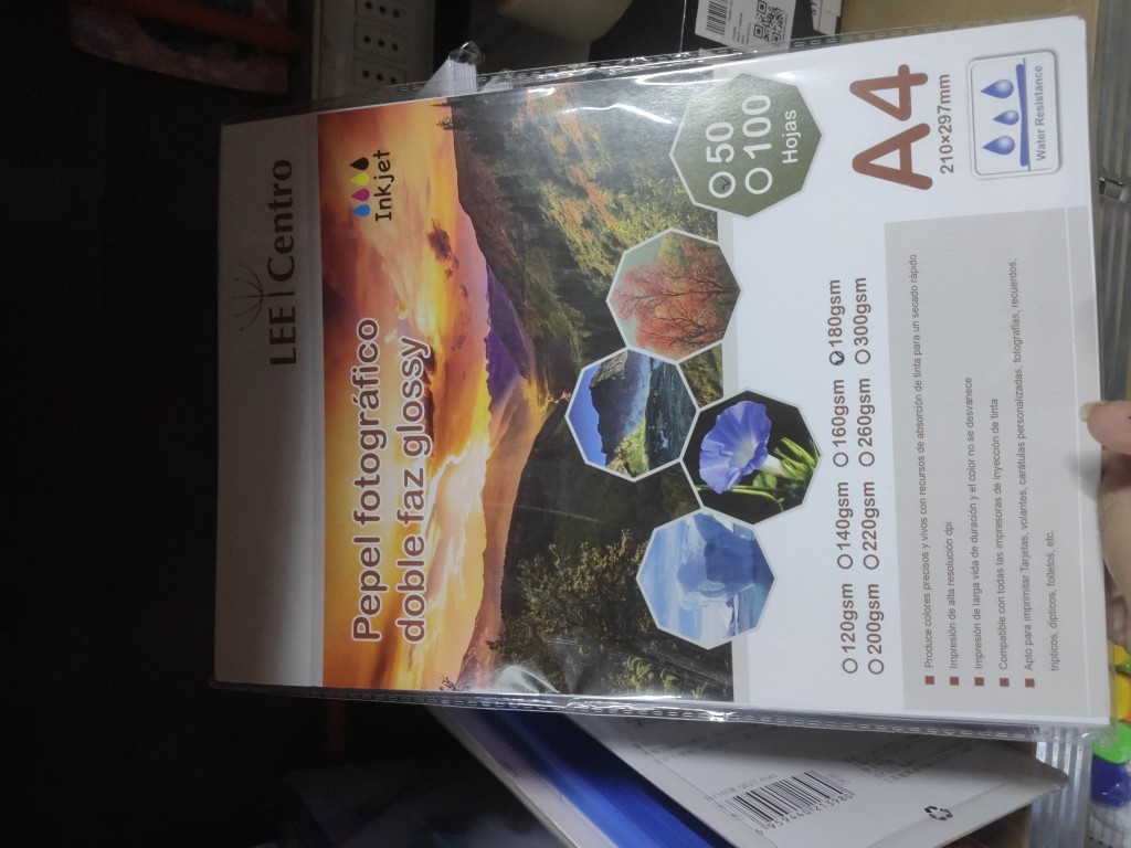 Papel fotografico glossy doble cara A4 180g
