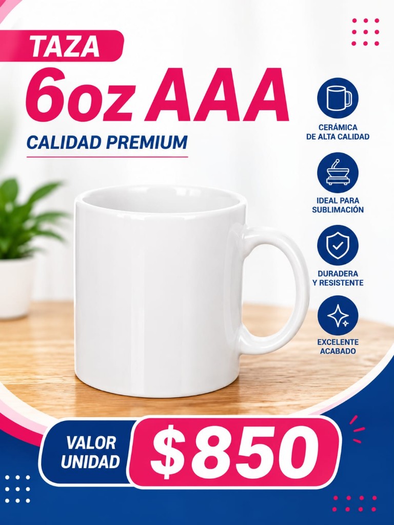 Taza blanca AAA 6oz
