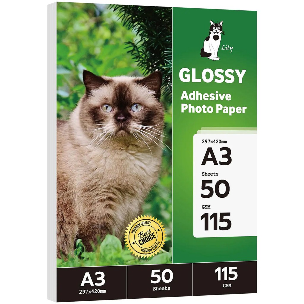 Papel adhesivo glossy A3 115g lily