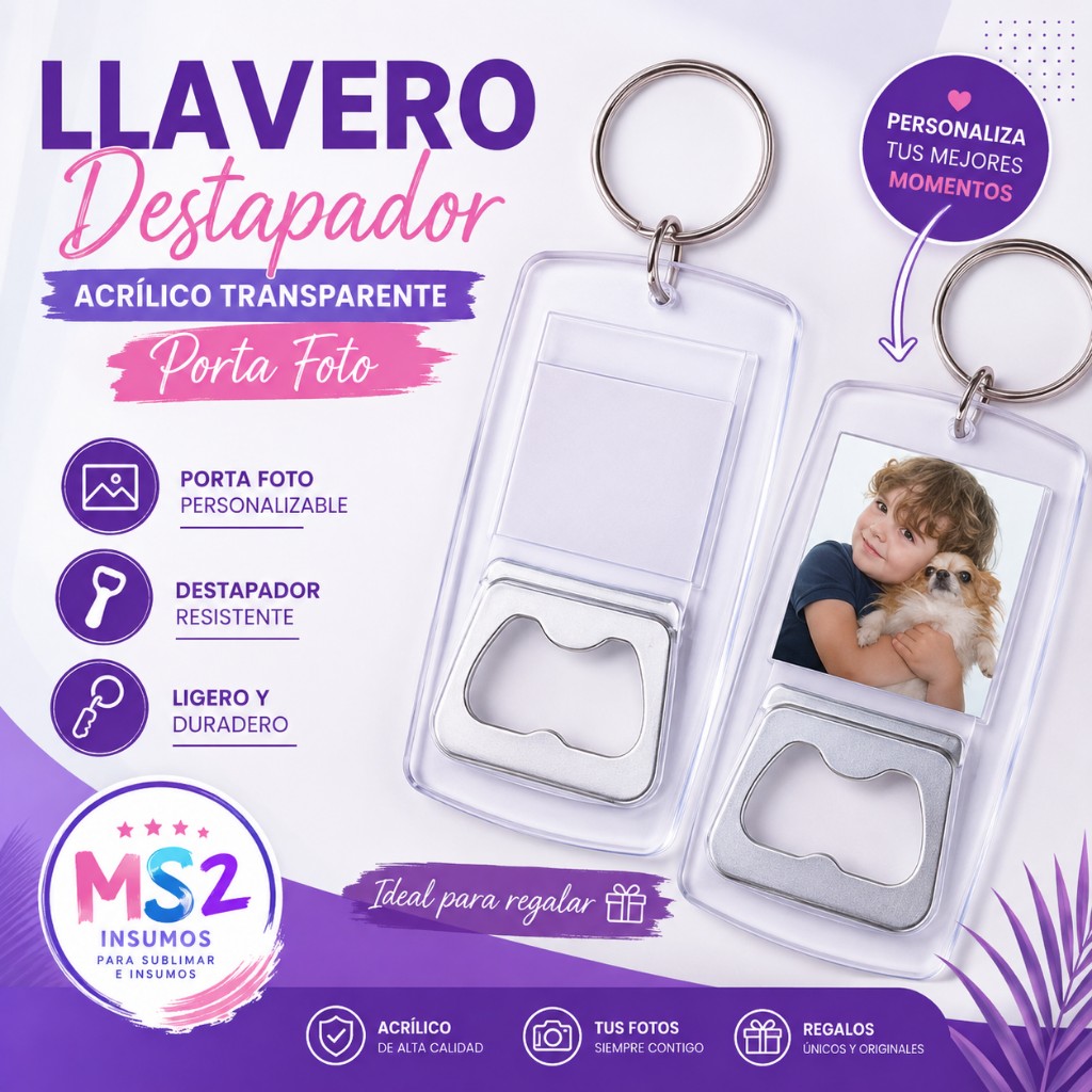 50 Llavero destapador acrilico transparente