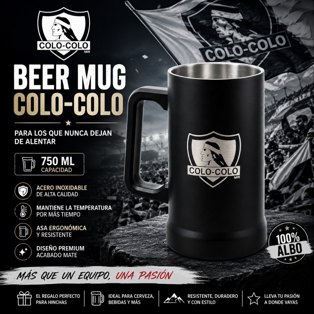 Beer mug Colo-Colo 750ml acero inoxidable