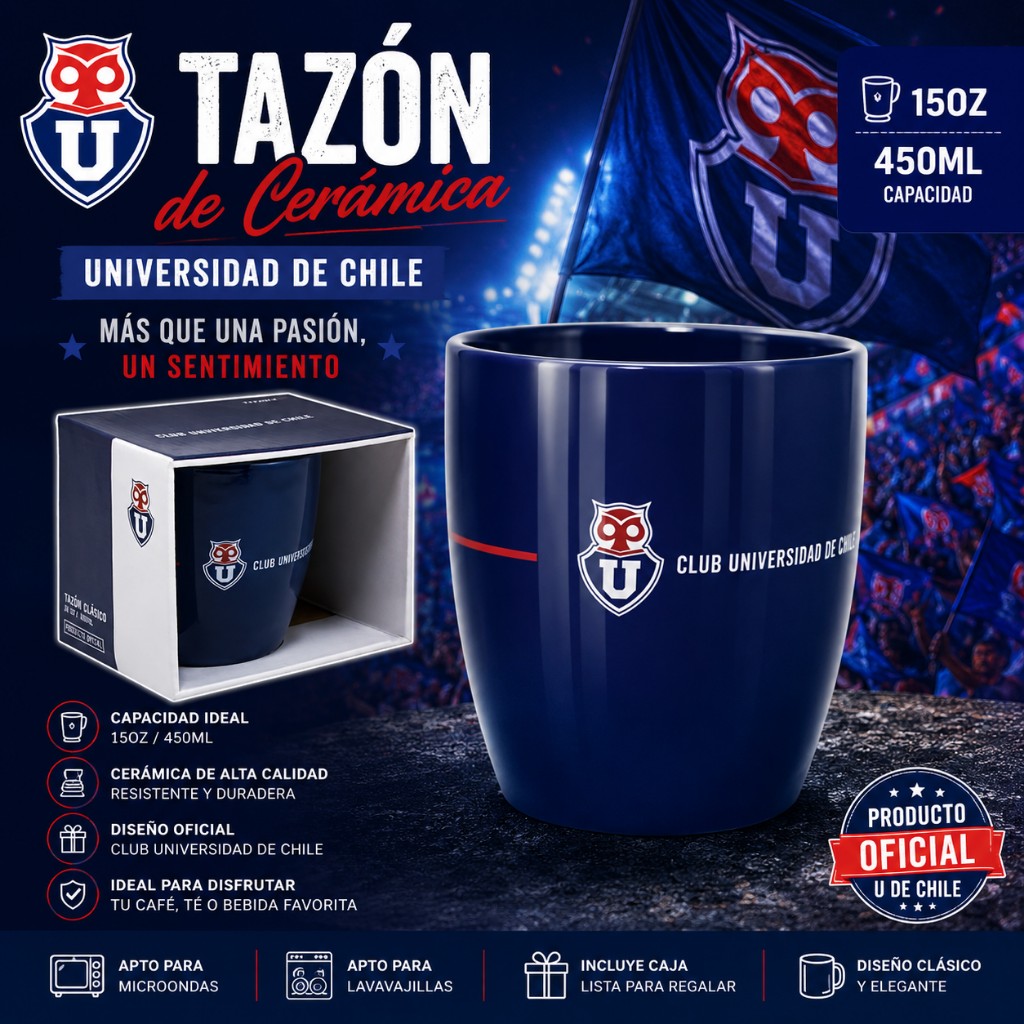 Tazon Universidad de Chile azul 15 oz