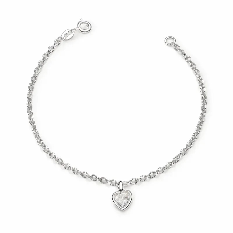 E135-PU - PULSEIRA ZIRC CORACAO 7MM 19CM