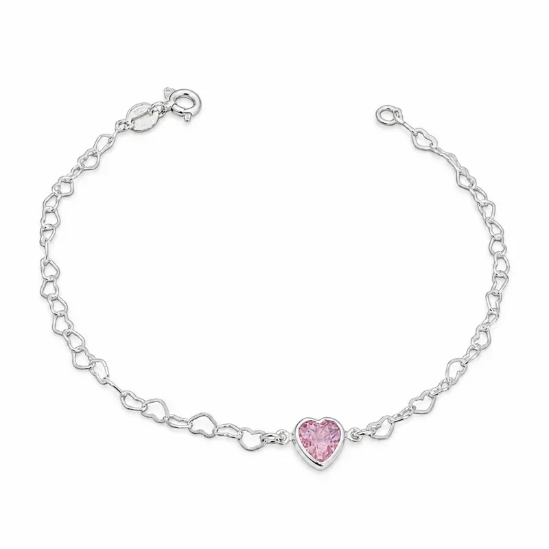 PU861T - PULSEIRA ELOS DE CORACAO C/ ZIRC 5MM 18CM