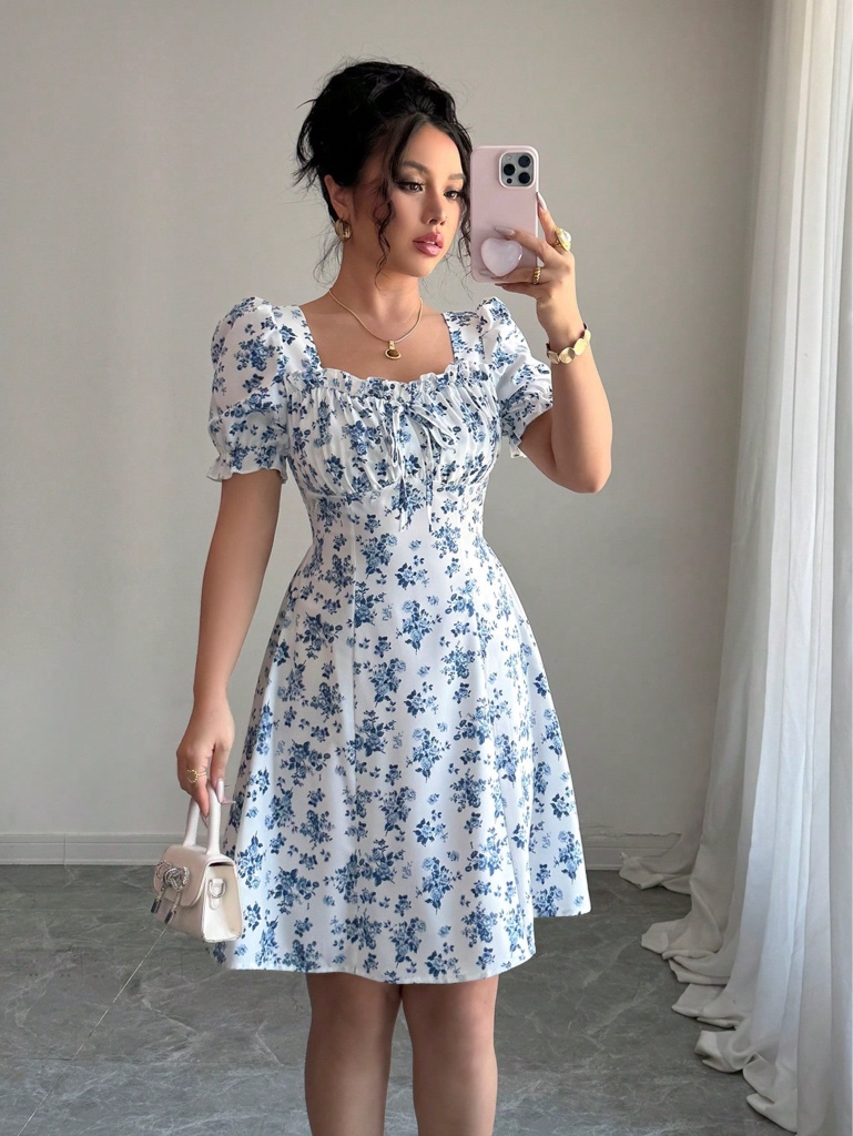 Vestido floral blanco corto