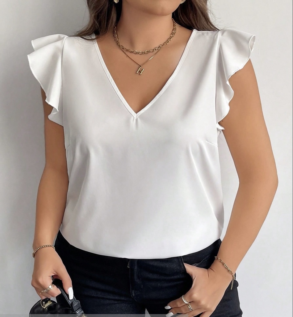 Blusa blanca volantes