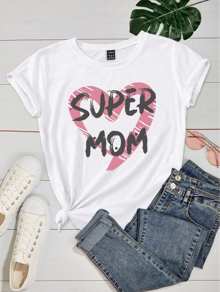 Playera blanca Super Mom