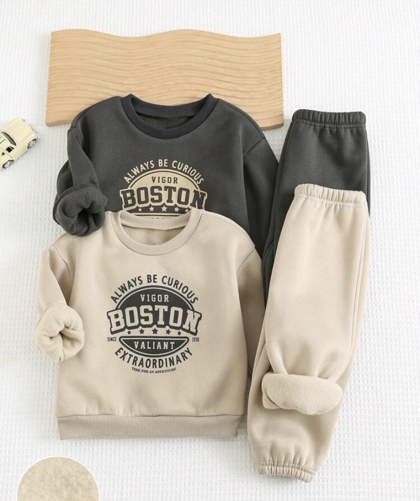 Boston conjunto gris y beige
