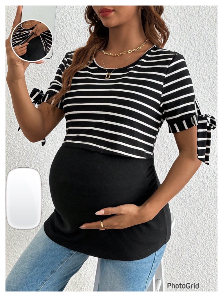 Blusa maternidad rayas negras lactancia