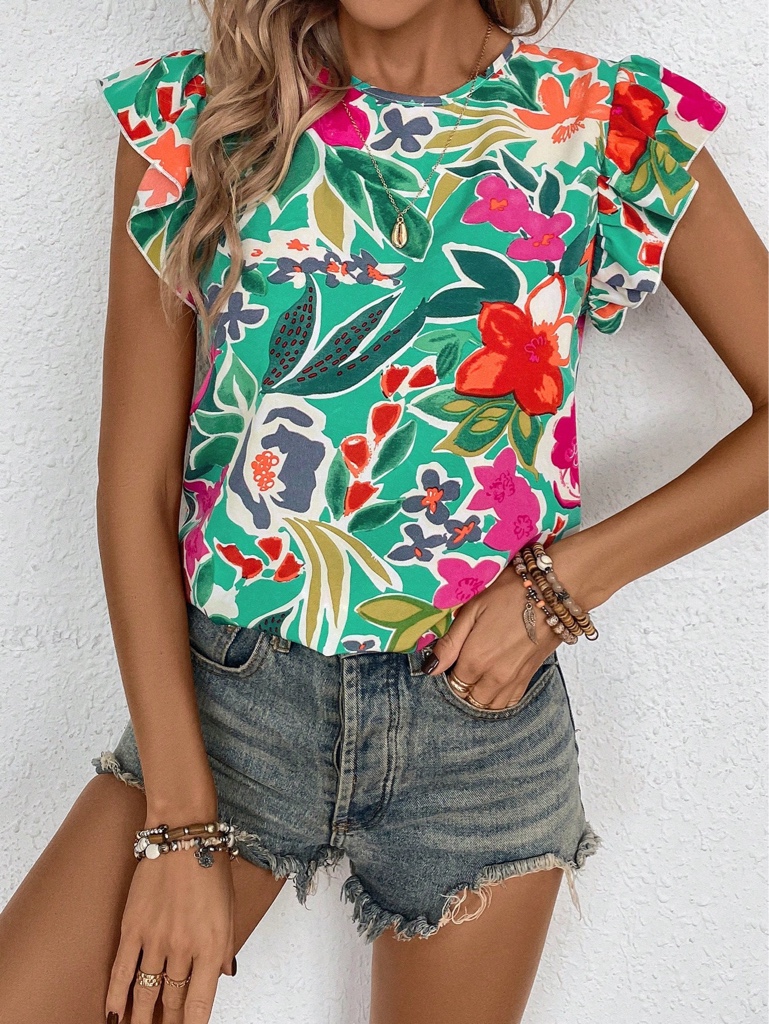 Blusa floral verde