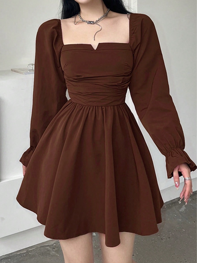 Vestido cafe manga larga