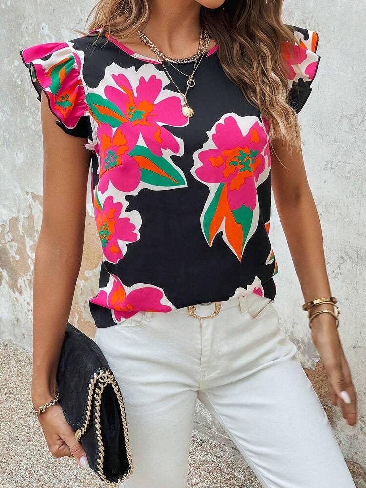Blusa floral negra
