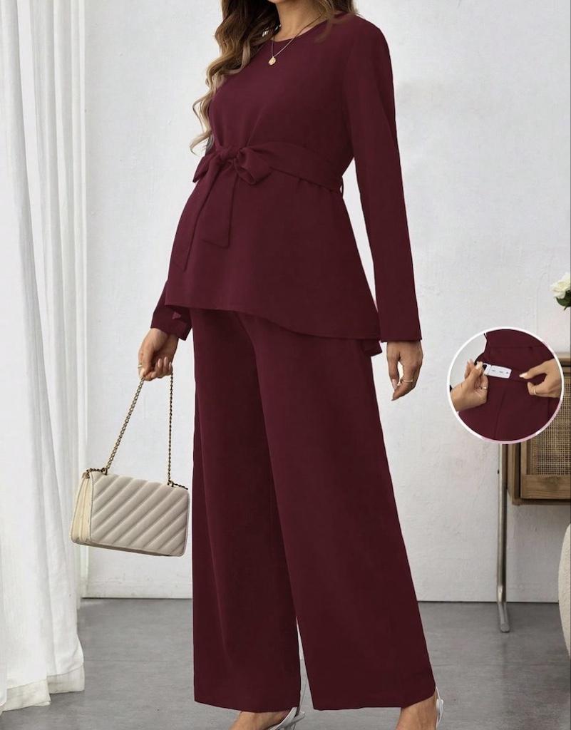 Conjunto vino cinturón maternidad