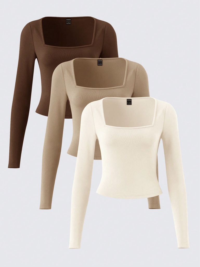 Blusa cuello cuadrado manga larga