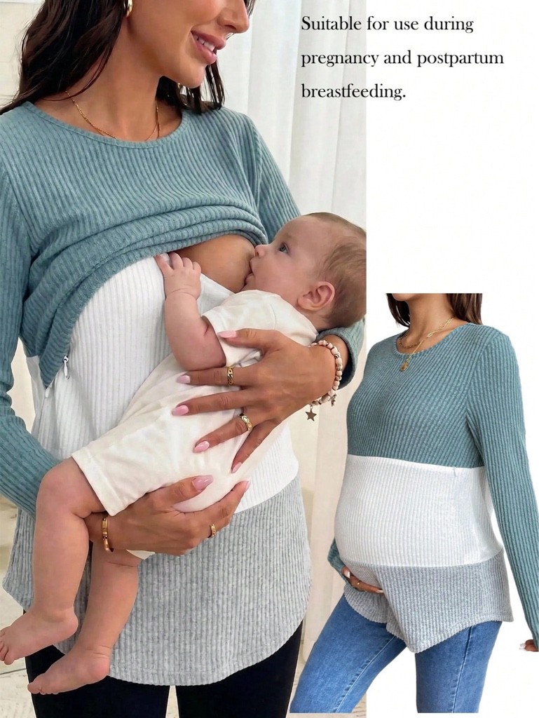 Suéter maternidad/lactancia azul