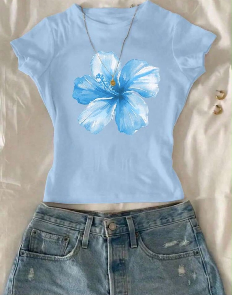 Blusa azul flor