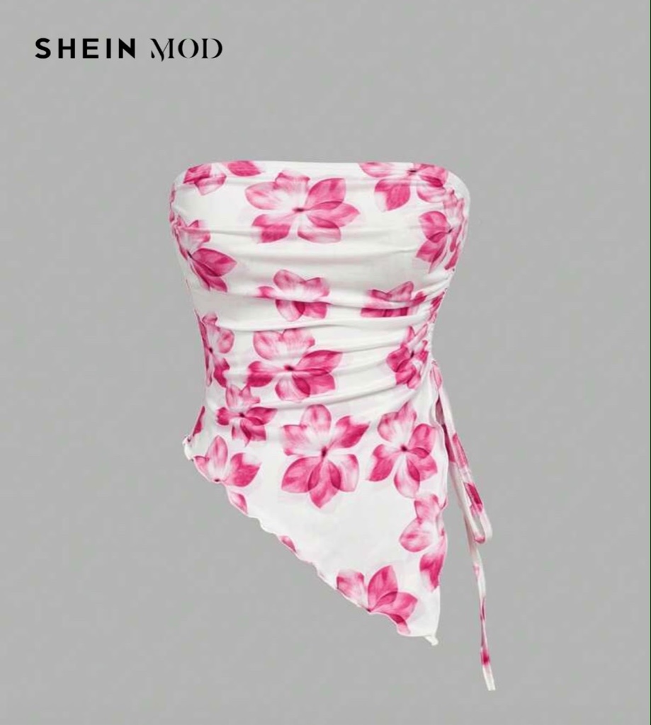 MOD top blanco floral rosa