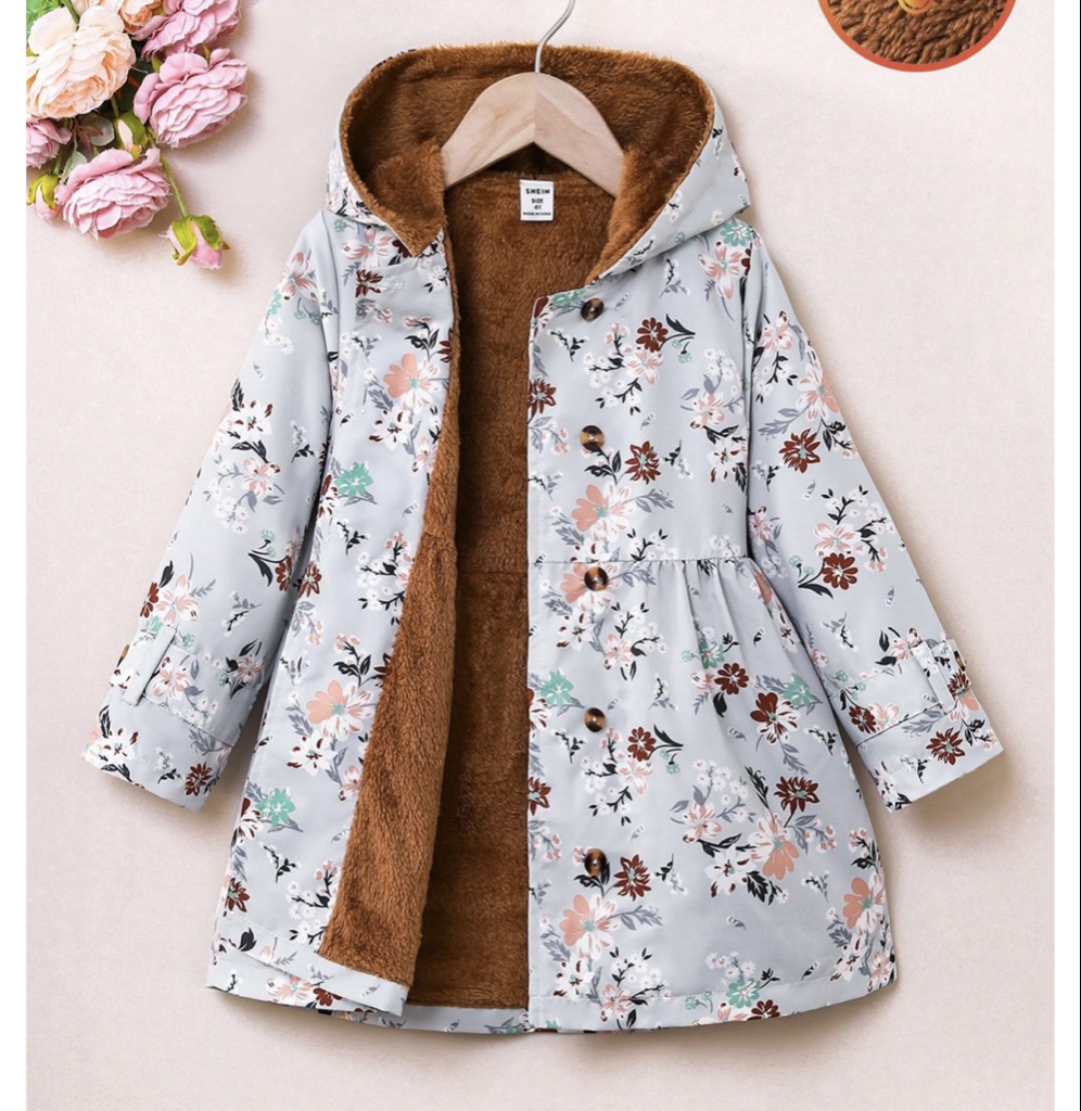 Chaqueta floral con capucha