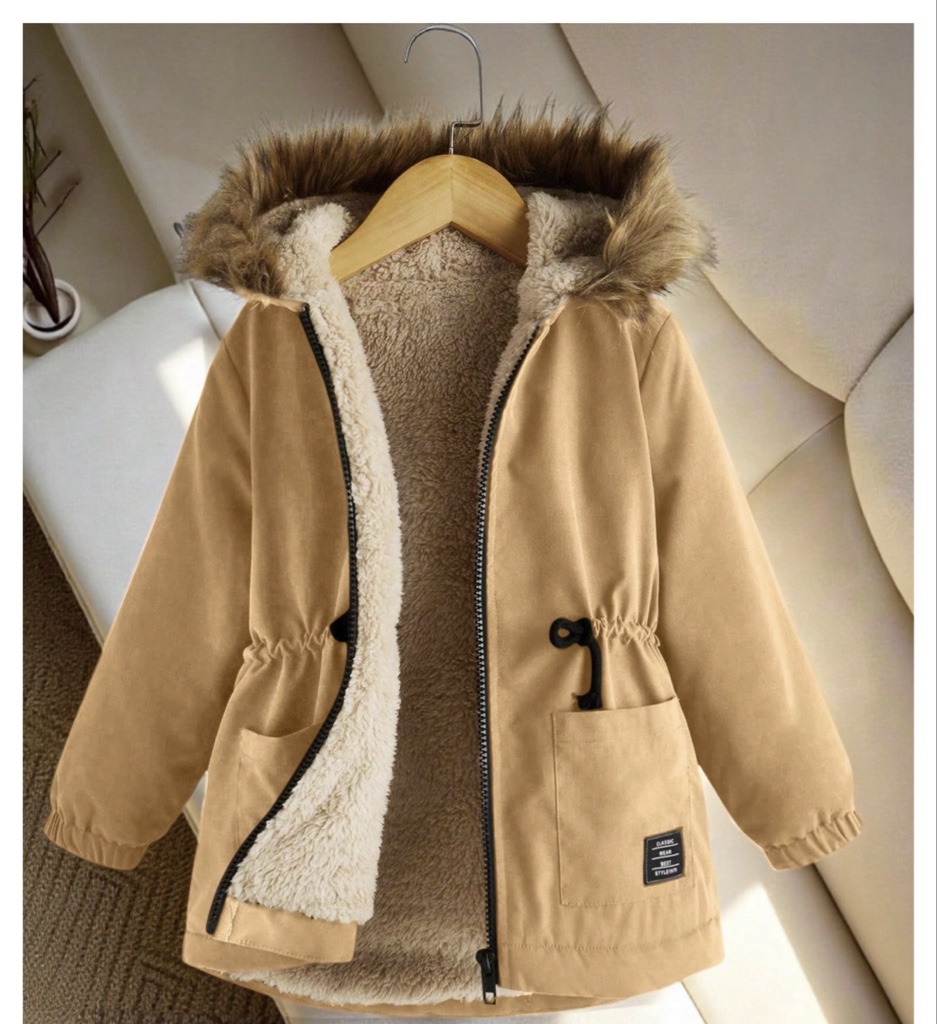 Chaqueta beige afelpada