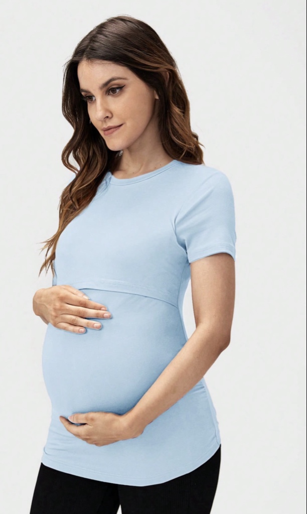 Blusa maternidad celeste lactancia