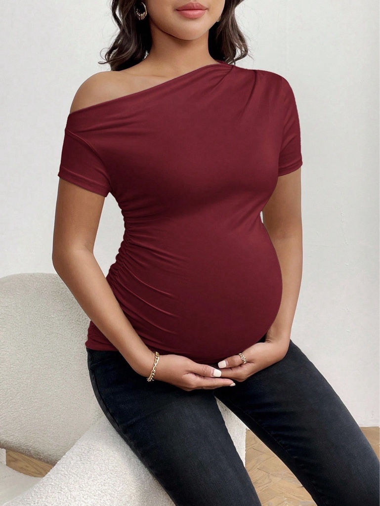 Blusa maternity vino hombro descubierto