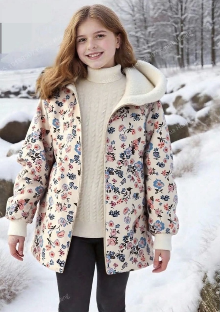 Chaqueta floral beige niña