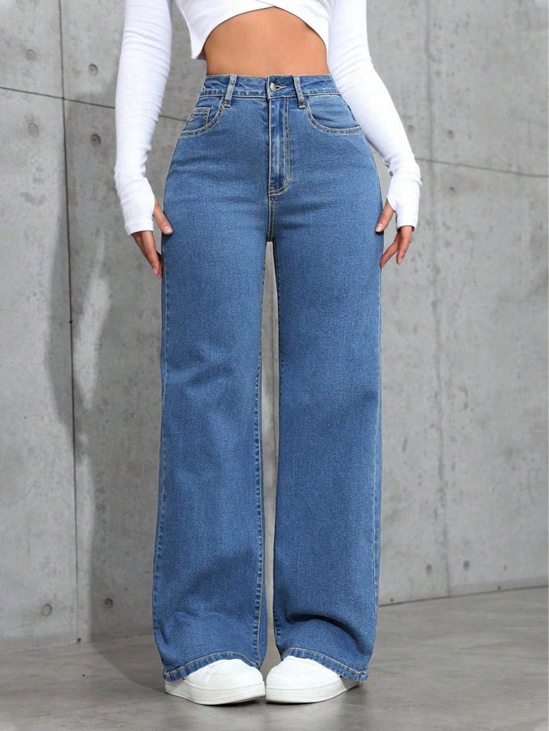 Jeans azul de pierna ancha