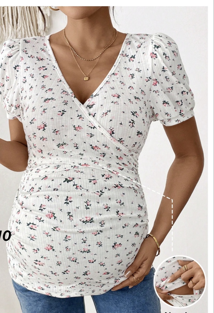 Blusa floral blanca maternidad