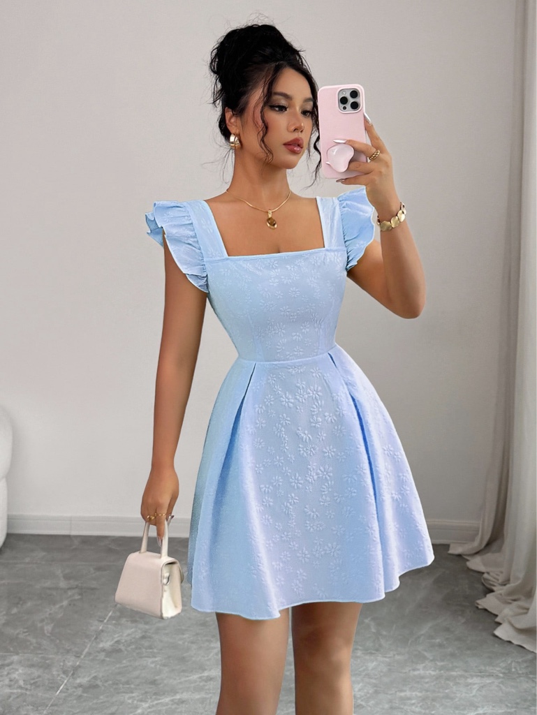Vestido azul celeste corto