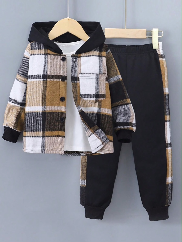 Conjunto niño cuadros blancos