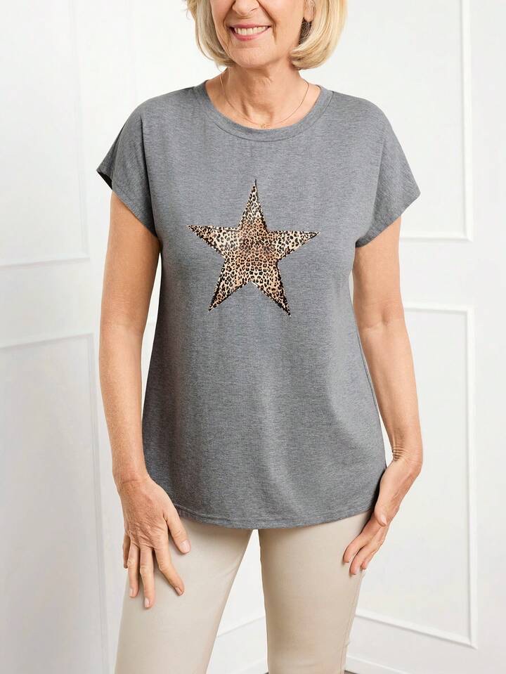 Blusa gris estrella animal print